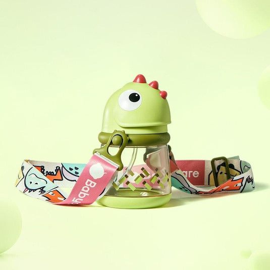 Bc Babycare T-REX TOBY Weighted Straw Sippy Cup 300ml (with Strap) Green