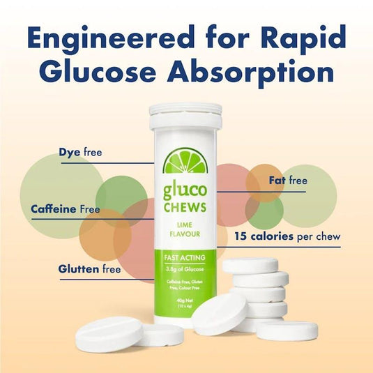 Glucology Fast Acting Glucochews 4 Tube, 10 Chews per tube, Lime (4x10)