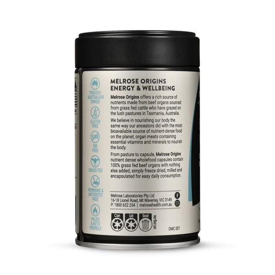 Melrose Origins Energy & Wellbeing Grass Fed Beef Liver 120Capsules