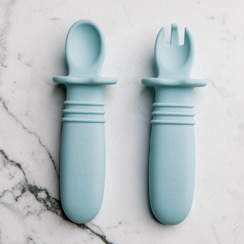 Load image into Gallery viewer, Starting Solids Australia Selfie Spoon + Fork Blue Lemonade
