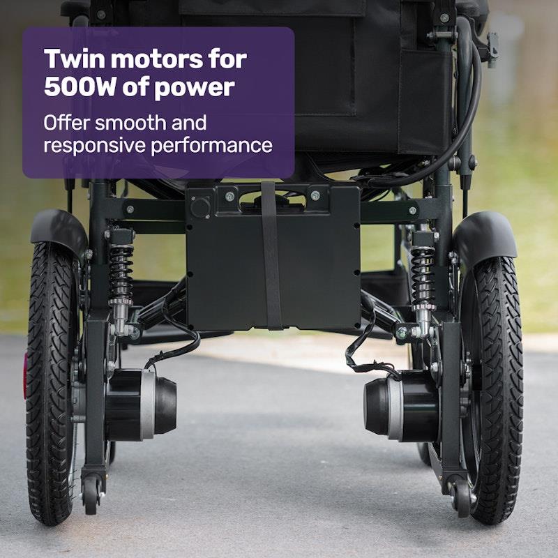 Load image into Gallery viewer, Equipmed Electric Folding Wheelchair, Wide Bariatric Chair Seat, Comfortable for S-XL, Long Range, Lithium Battery Black
