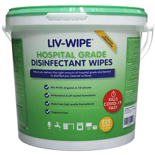 Liv-Wipe Hospital Grade Sanitiser Disinfectant Wipes 225 Wipes 1tub