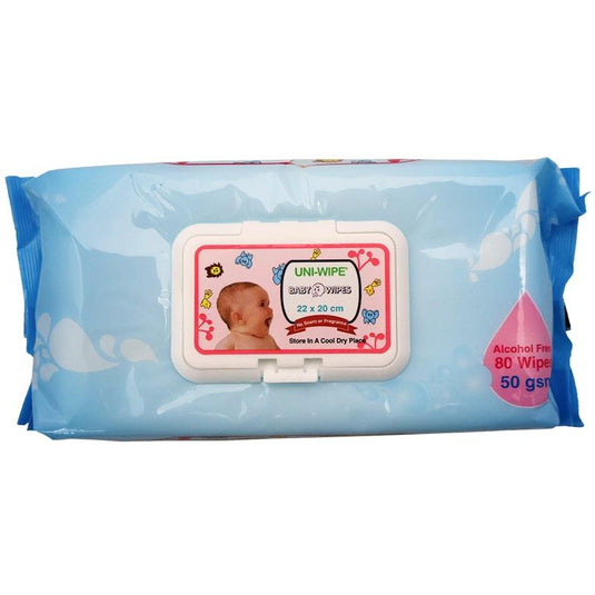 Uni-Wipe Unscented Alcohol Free Baby Wipes 80 Wipes Pack