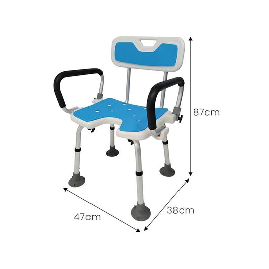 Orthonica Shower Chair - Blue with Adjustable Armrests