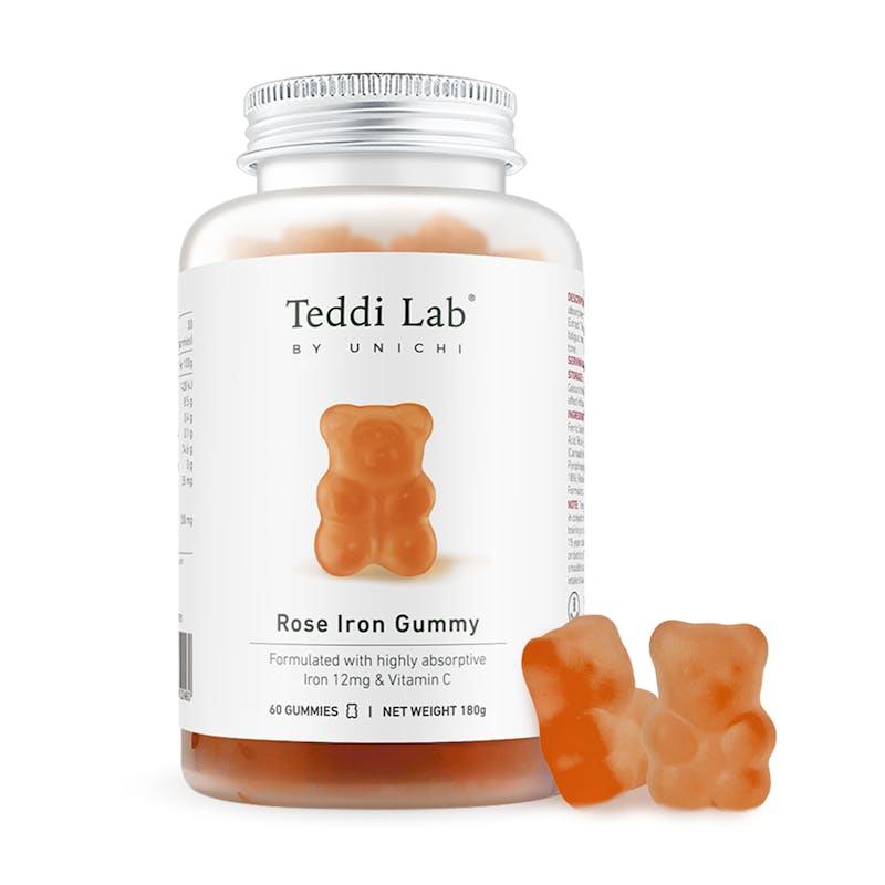 Load image into Gallery viewer, Teddi Lab by Unichi Rose Iron Gummy x3 with Vitamin C - Energy Support, Gentle Formula Pack
