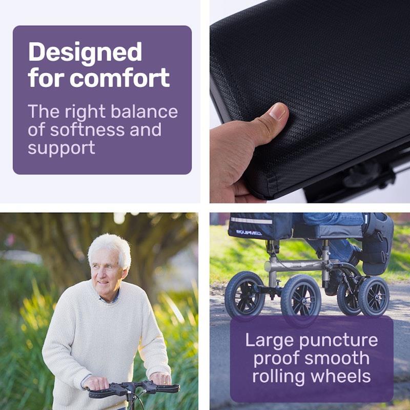 Load image into Gallery viewer, Equipmed Knee Scooter Walker 10 Inch Tyres With Dual Breakes &amp; Bag Titanium Colour
