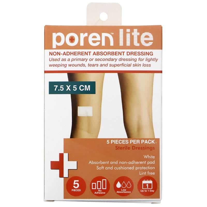 Load image into Gallery viewer, Poren-Lite Non-Adherent Absorbent Dressing Sterile 7.5 X 5cm 5Box
