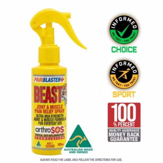 PAIN BLASTER Beast Joint & Muscle Pain Relief Spray 100ml by Athelite 2Pack