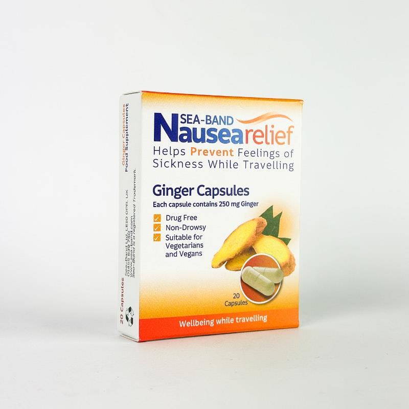 Load image into Gallery viewer, Seaband Nausea Relief Ginger Capsules 2500mg 10 Capsules
