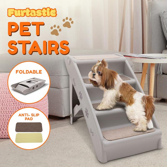 Furtastic 50cm Foldable Pet Stairs Ramp Grey