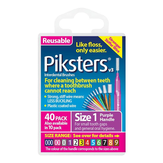 Piksters Interdental Brushes Purple Size 1 40pk