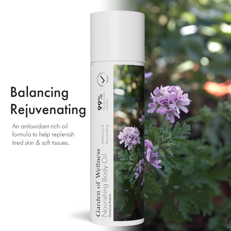 Load image into Gallery viewer, Garden of Wellness Nourishing Body Oil Geranium Breeze 120ml
