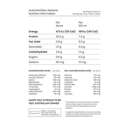 Happy Way Tropical Crush Vegan Protein Water Powder 420g