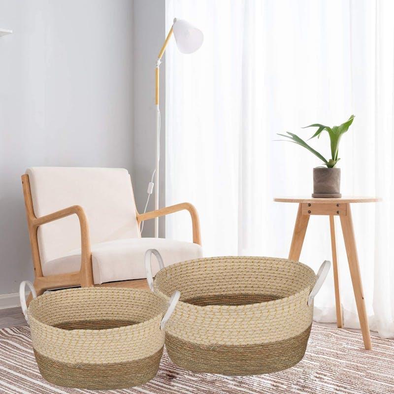 Load image into Gallery viewer, Living Today 2-Piece Woven Cattail Storage Basket Set Bundle
