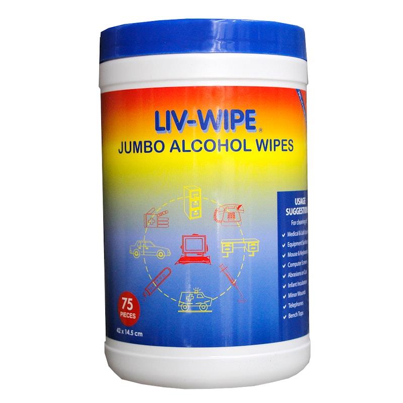 Load image into Gallery viewer, Liv-Wipe Antibacterial 70% Isopropyl Alcohol Wipes 75 Wipes 1tub
