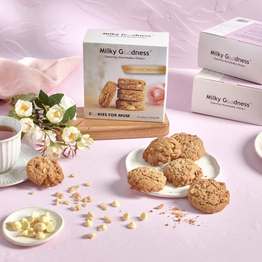 Milky Goodness White Chocolate Chip and Macadamia Lactation Cookies 12Pack