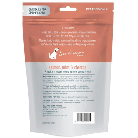 Bell & Bone Salmon, Mint and Charcoal Dental Sticks Medium