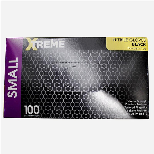 Livingstone Xtreme Thick Heavy Duty Nitrile Gloves Powder Free Black Small 100 Pieces/Box
