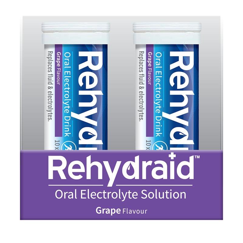 Load image into Gallery viewer, Rehydraid Electrolyte Effervescent Tablets Grape 10x6 Tubes
