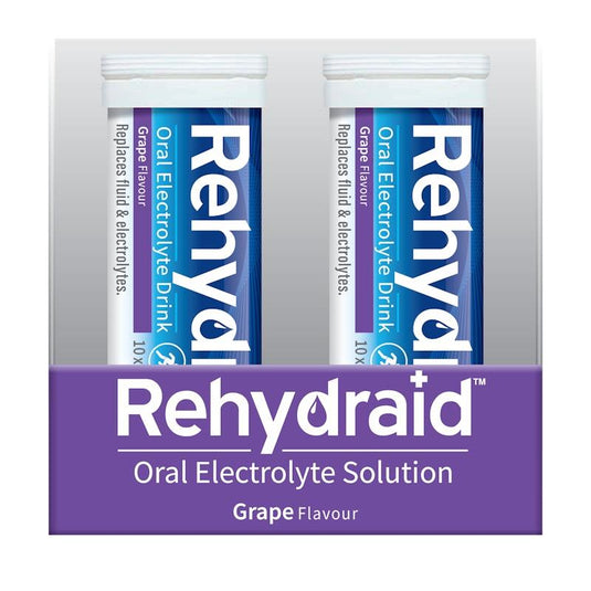 Rehydraid Electrolyte Effervescent Tablets Grape 10x6 Tubes