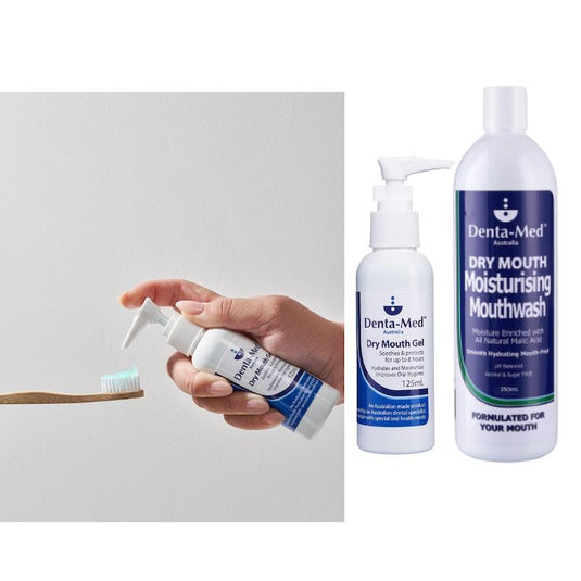 Denta-Med Dry Mouth Gel 125mL Pump Bottle & Moisturising Mouthwash 250mL Bottle Bundle