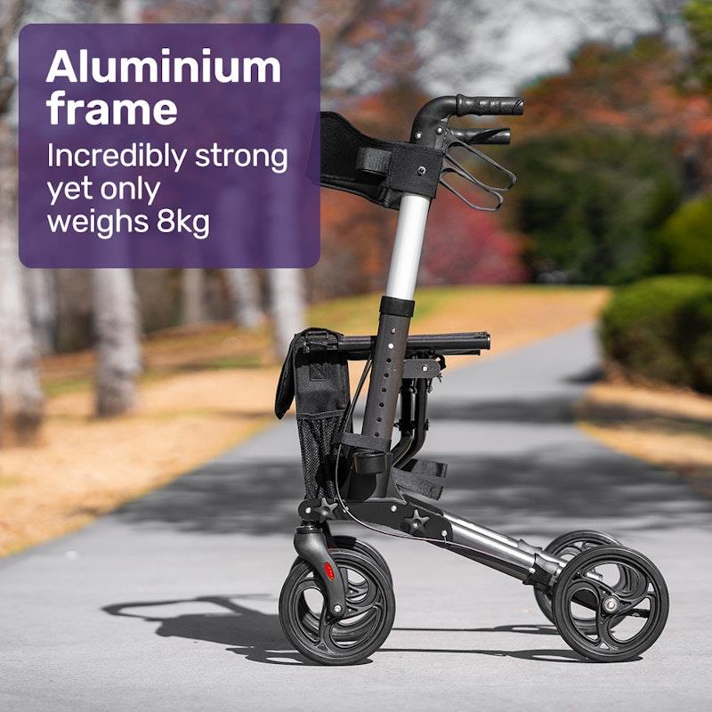 Load image into Gallery viewer, Equipmed Foldable Aluminium Walking Frame Rollator Titanium Colour

