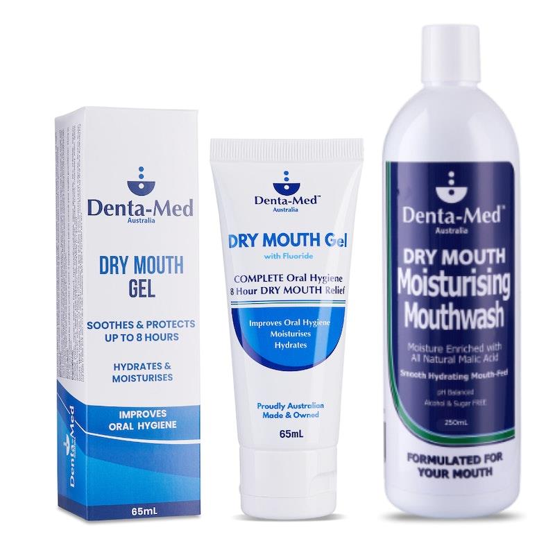 Load image into Gallery viewer, Denta-Med Dry Mouth Gel 65mL Tube &amp; Moisturising Mouthwash 250mL Bottle Bundle
