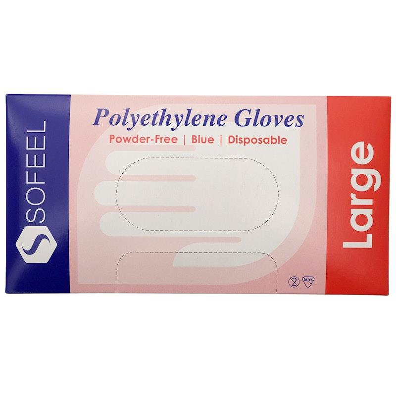 Load image into Gallery viewer, Sofeel Disposable Polyethylene Gloves Powder Free Latex Free Large Blue 500 Pieces/Box
