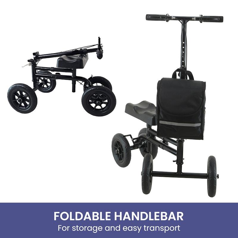 Load image into Gallery viewer, Orthonica Foldable Steel Mobility Knee Scooter Walker Black
