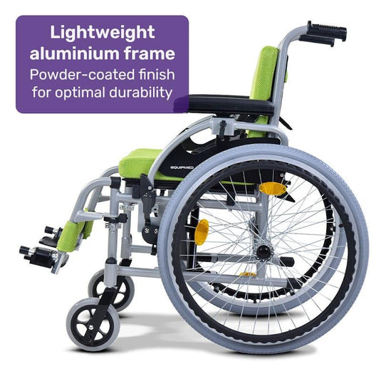 Equipmed Kids Premium Paediatric Wheelchair Lightweight Aluminium Green