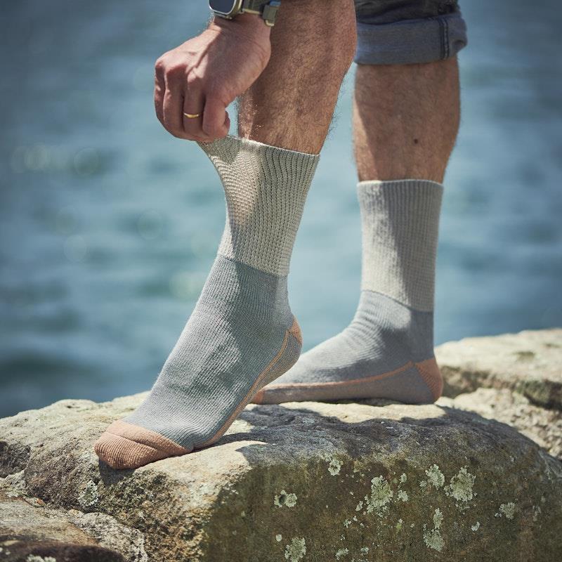 Load image into Gallery viewer, Glucology Copper Based Loose Top Classic Socks 2 Pairs Grey Large
