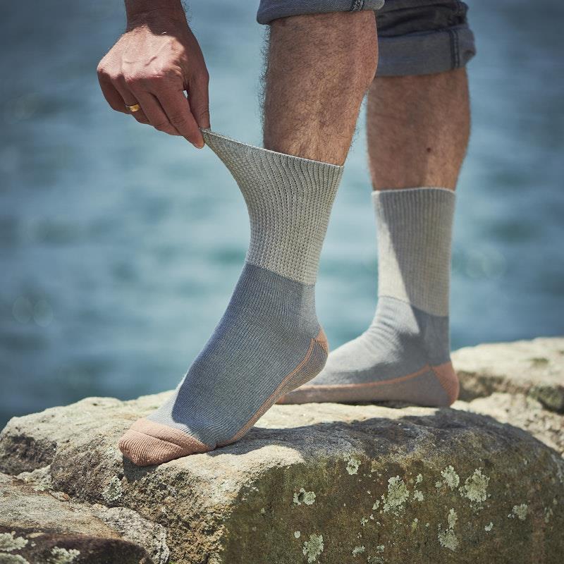 Load image into Gallery viewer, Glucology Copper Based Loose Top Classic Socks 2 Pairs Grey Medium
