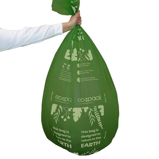 Ecopack 140L Compostable Wheelie Bin Bags Bundle 3 Rolls/15 Bags