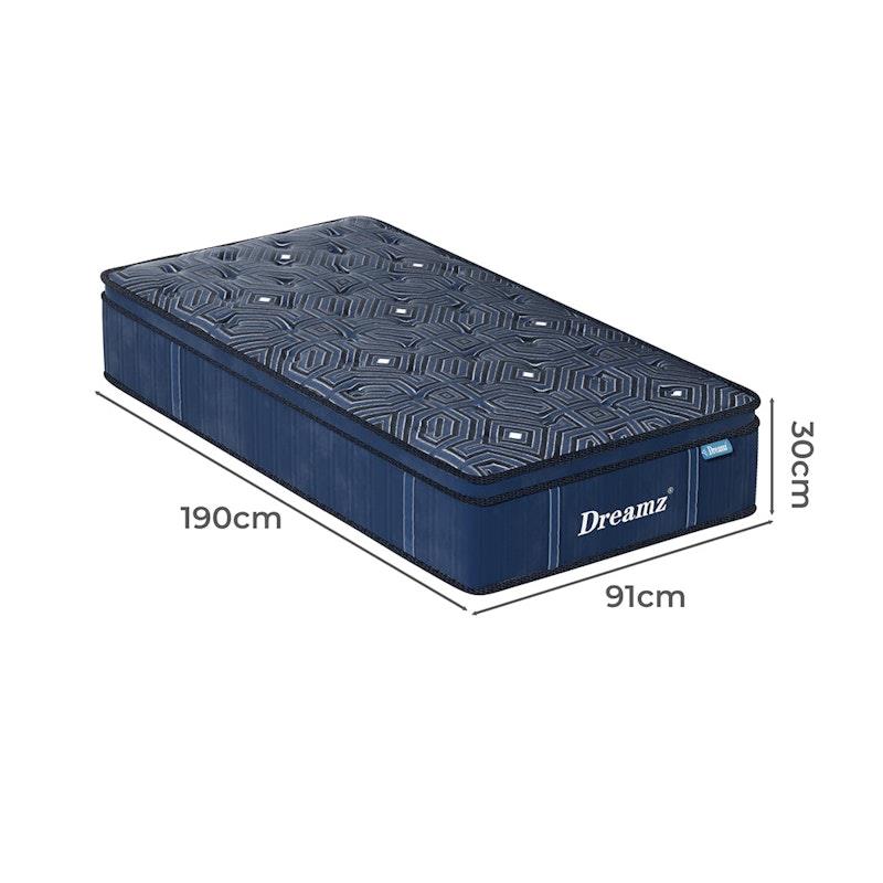 Load image into Gallery viewer, DreamZ Spring Mattress Bed Euro Top Pocket Spring Medium Firm Foam 30cm Single
