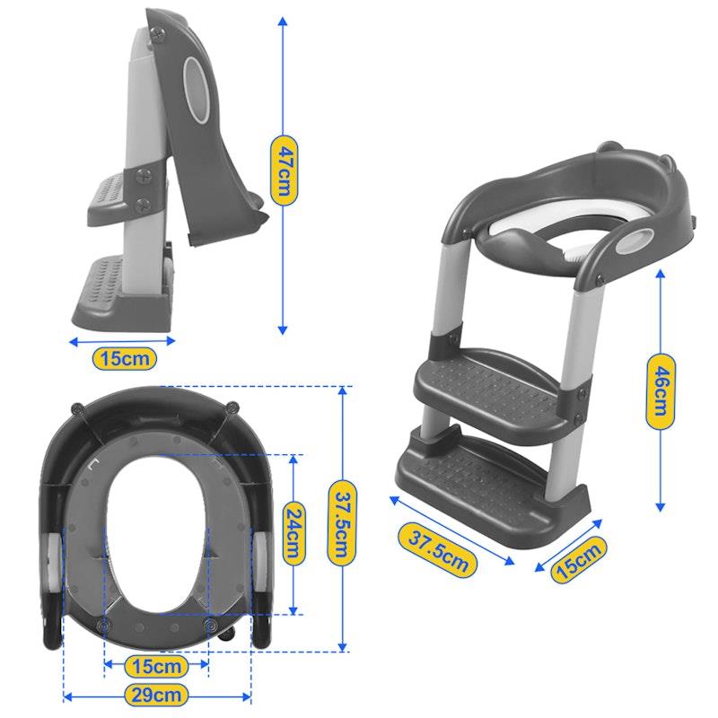 Load image into Gallery viewer, BoPeep Kids Toilet Ladder Toddler Training Step Stool Soft Seat Non Slip Grey

