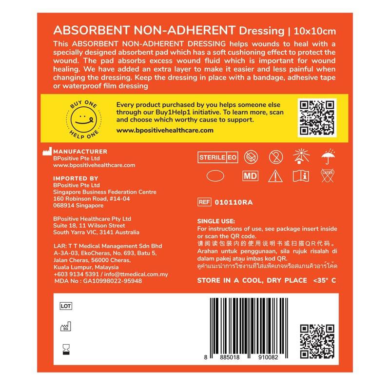Load image into Gallery viewer, bpositive Absorbent Non-Adherent Dressing 10x10cm 2Pack
