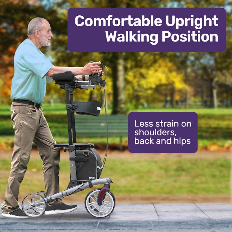 Load image into Gallery viewer, Equipmed Upright Rollator Walker With Forearm Rest Supports Grey

