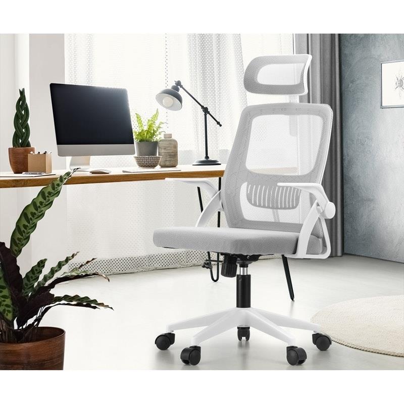 Load image into Gallery viewer, Oikiture Mesh Office Chair Executive Fabric Gaming  Racing Computer Seat White
