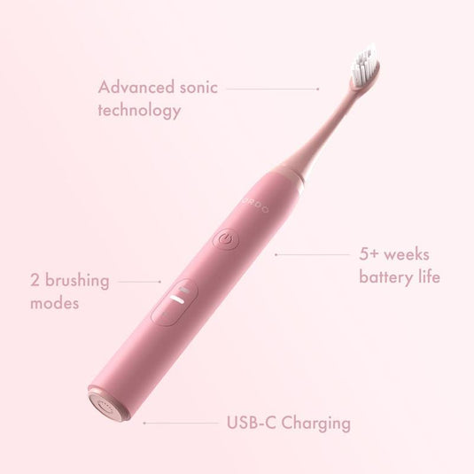 ORDO Sonic Lite Toothbrush & 2x Brush Head Bundle Petal