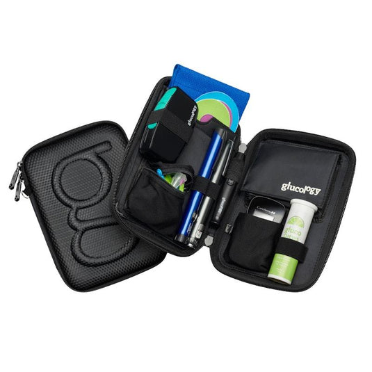 Glucology Travel Bundle Case - Classic, Black/ 2 Pen Pouch - Black/ 3 Sharps