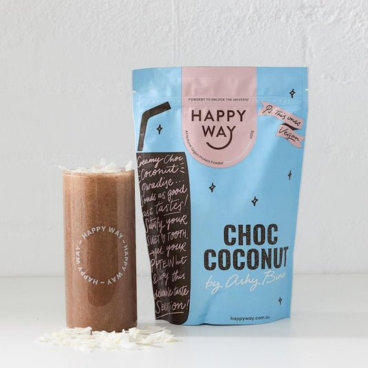 Happy Way Ashy Bines Choc Coconut Vegan Protein Powder 500g