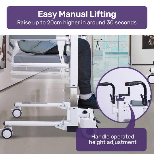 Equipmed 4 In1 Patient Lift Transfer Chair White & Grey