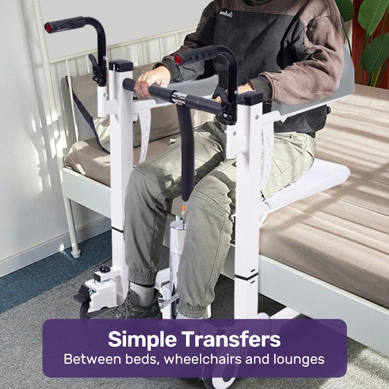 Load image into Gallery viewer, Equipmed 4 In 1 Patient Lift Transfer Chair White
