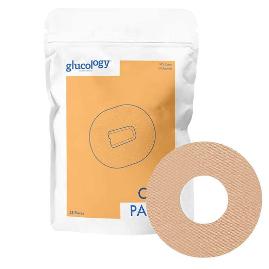 Glucology 25 Pack CGM Patches + 12 Tubes of Glucochews 25 Pack CGM Patches for Freestyle Libre (Beige) + 12 Tubes of Glucochews (Lime)