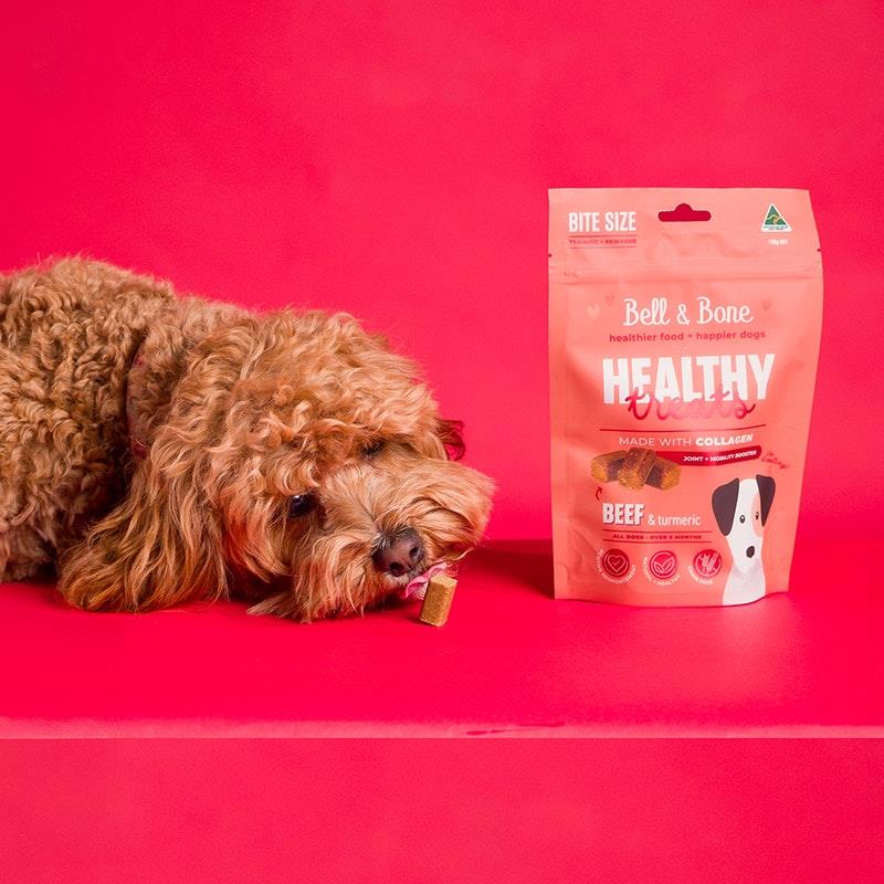 Load image into Gallery viewer, Bell &amp; Bone Healthy Treats, Joint and Mobility Booster - Beef &amp; Turmeric 130g
