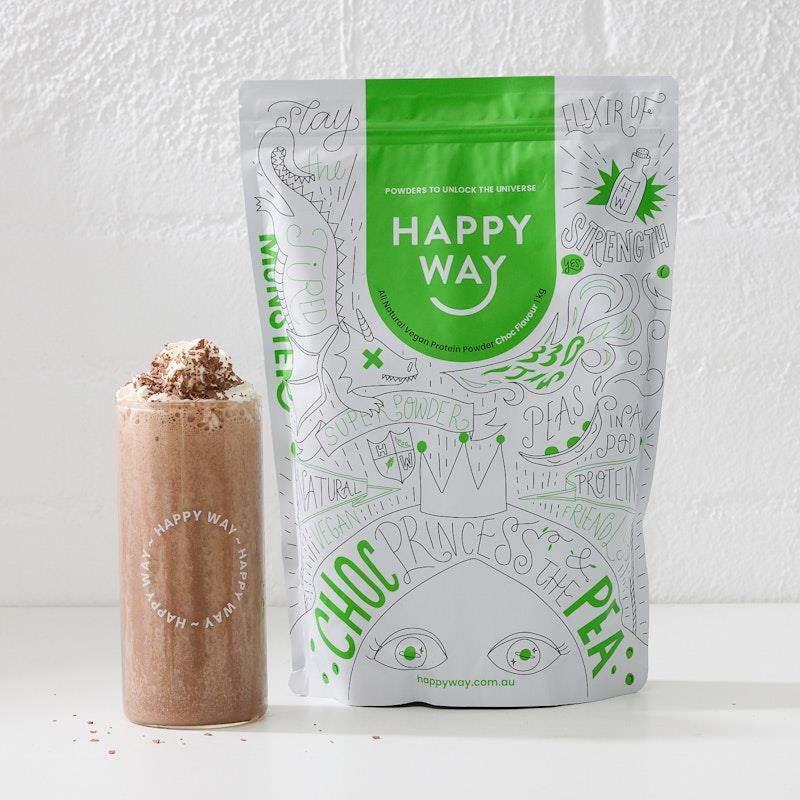 Load image into Gallery viewer, Happy Way Choc Pea Princess Vegan Protein Powder 1kg
