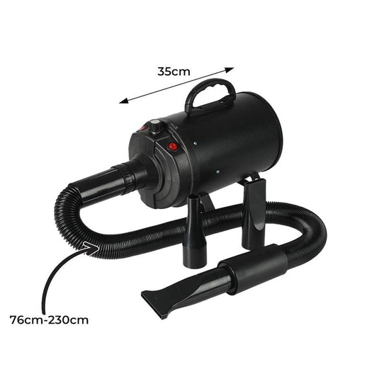 PaWz Dog Cat Pet Hair Dryer Grooming Blow Speed Hairdryer Blower Heater Blaster 2800W Black