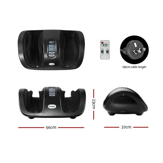 Livemor Foot Massager Ankle & Calf Shiatsu Kneading Rolling Massagers Black