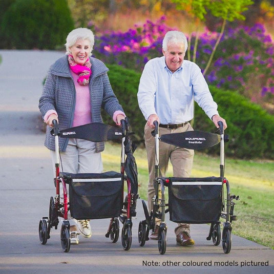 Equipmed 2-in-1 Foldable Aluminium Walking Frame Rollator Silver