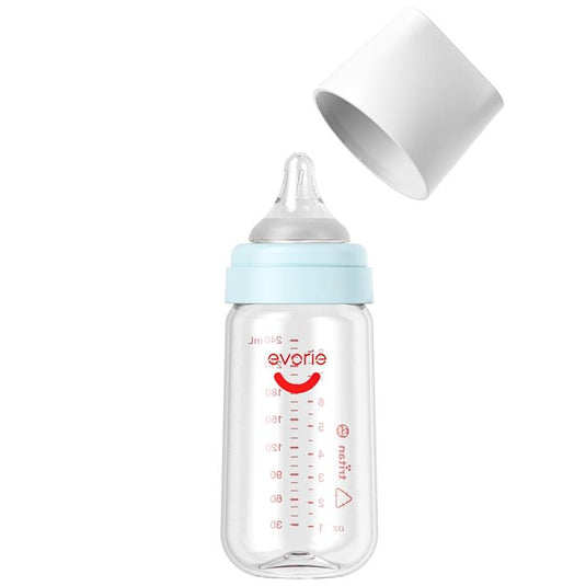 Evorie Tritan Wide-neck Baby Milk Feeding Bottle Starter Set 160mL+240mL, Blue Pack